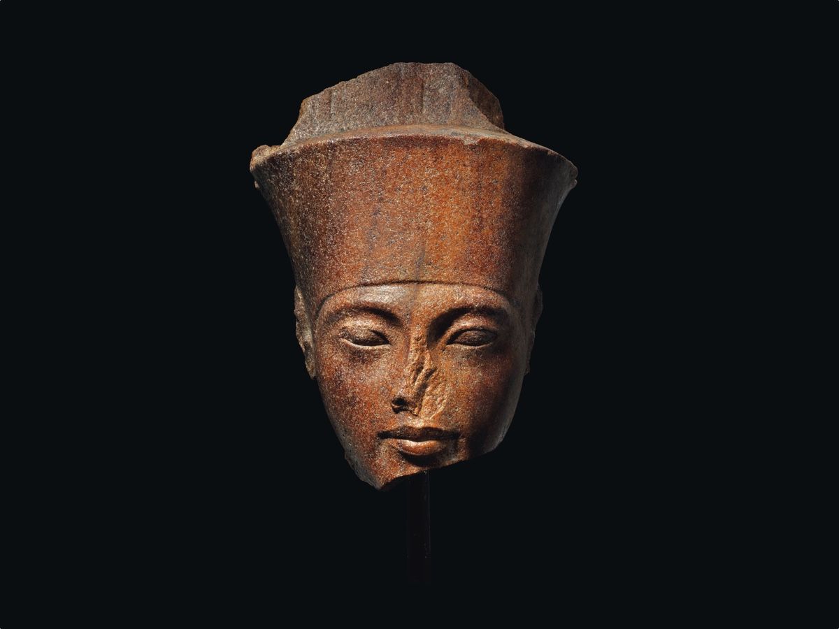 This life-size ancient sculpture depicting the head of King Tut sold for nearly $6 million at Christie&#039;s in London on July 4. 