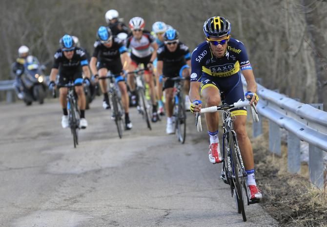 Alberto Contador (Team Saxo-Tinkoff) tried to break Sky's dominance on the final climb