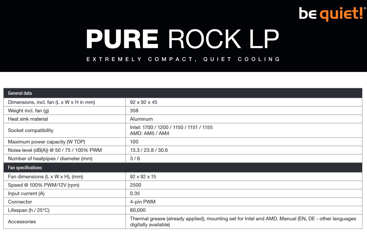 keep quiet! Pure Rock LP CPU Cooler