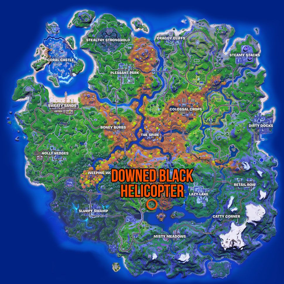 Where To Find The Black Helicopter In Fortnite Fortnite Downed Black Helicopter location - how to investigate the