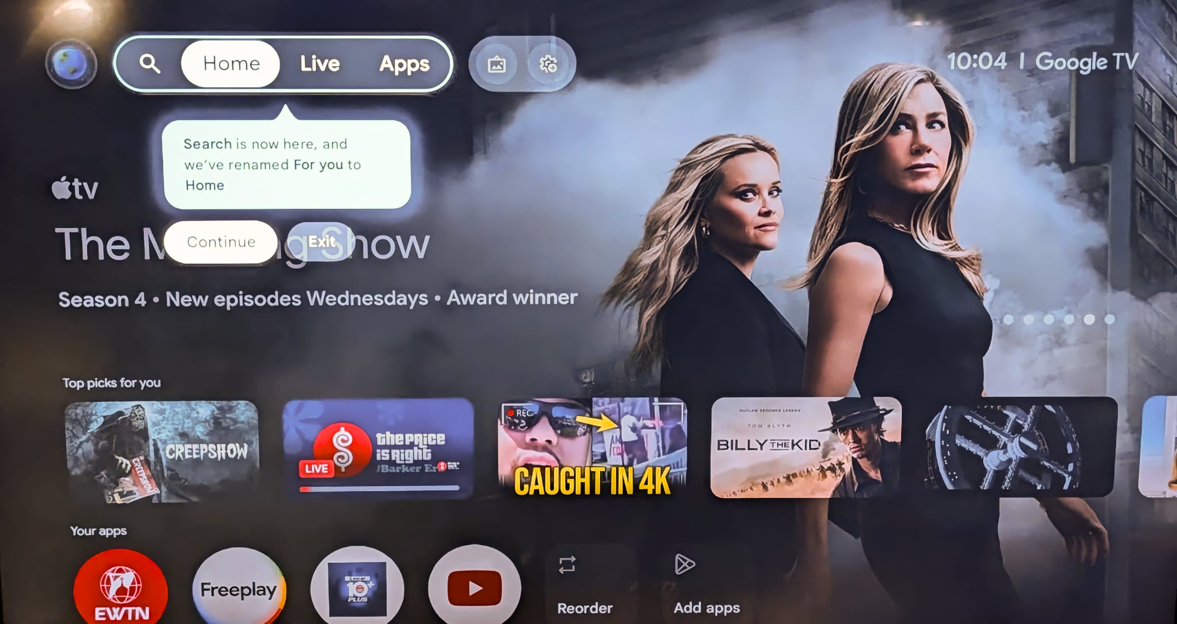 A screenshot of the new Google TV interface rolling out in September 2025