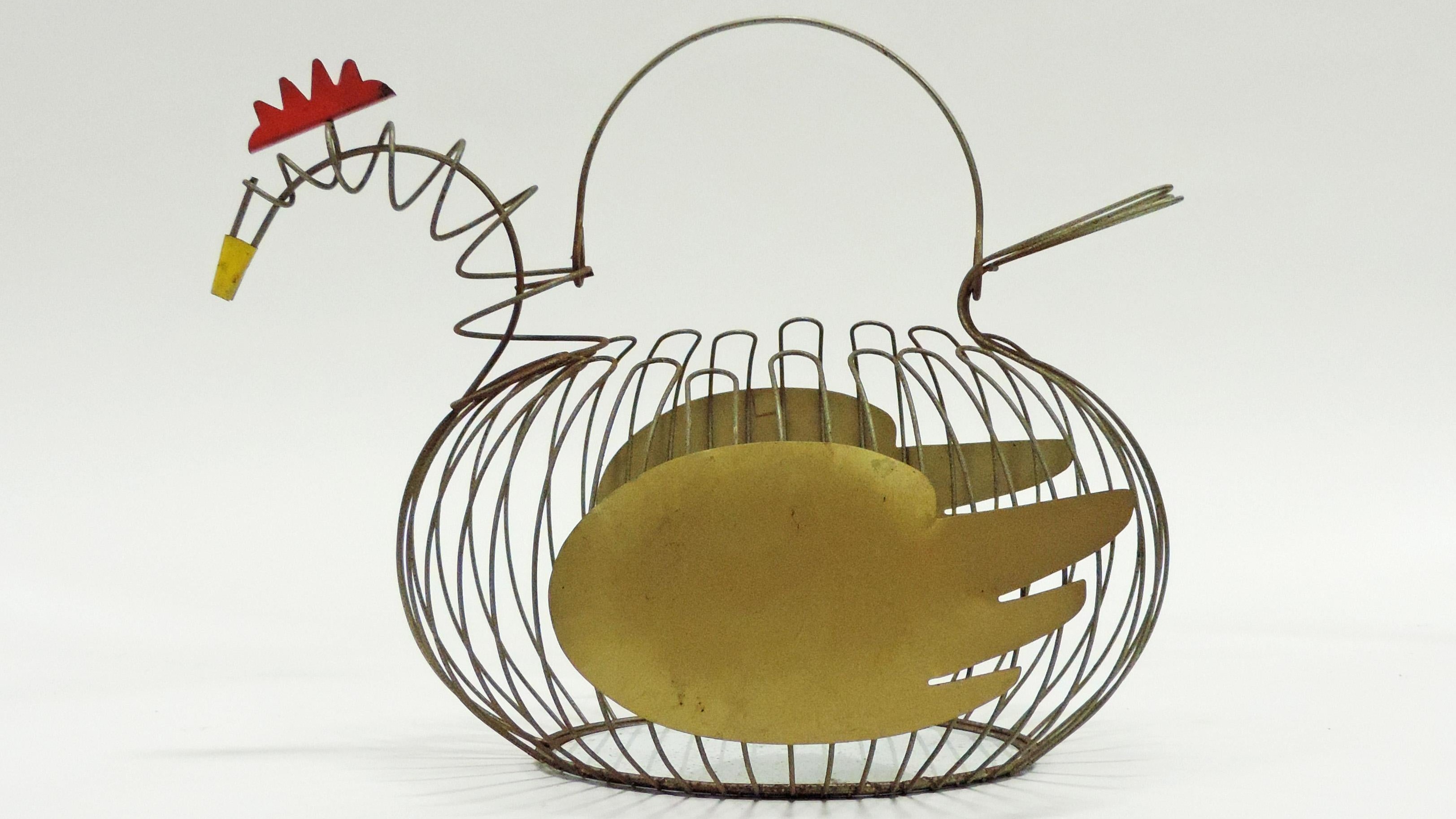 Vintage Italian wire chicken egg basket