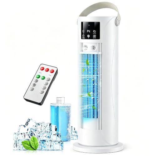 Portable Air Conditioners, 120 &amp;deg;rotating Tower Fan, Portable Ac for 3 Wind Speeds,storm Mode, 8h Timing, Evaporative Air Cooler With Remote Control,750ml Water Tank, Spray,cooling Fan for Home - White