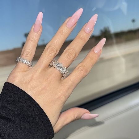 Photo of Khlo&eacute; Kardashian's nails with a pink OPI layering combo 