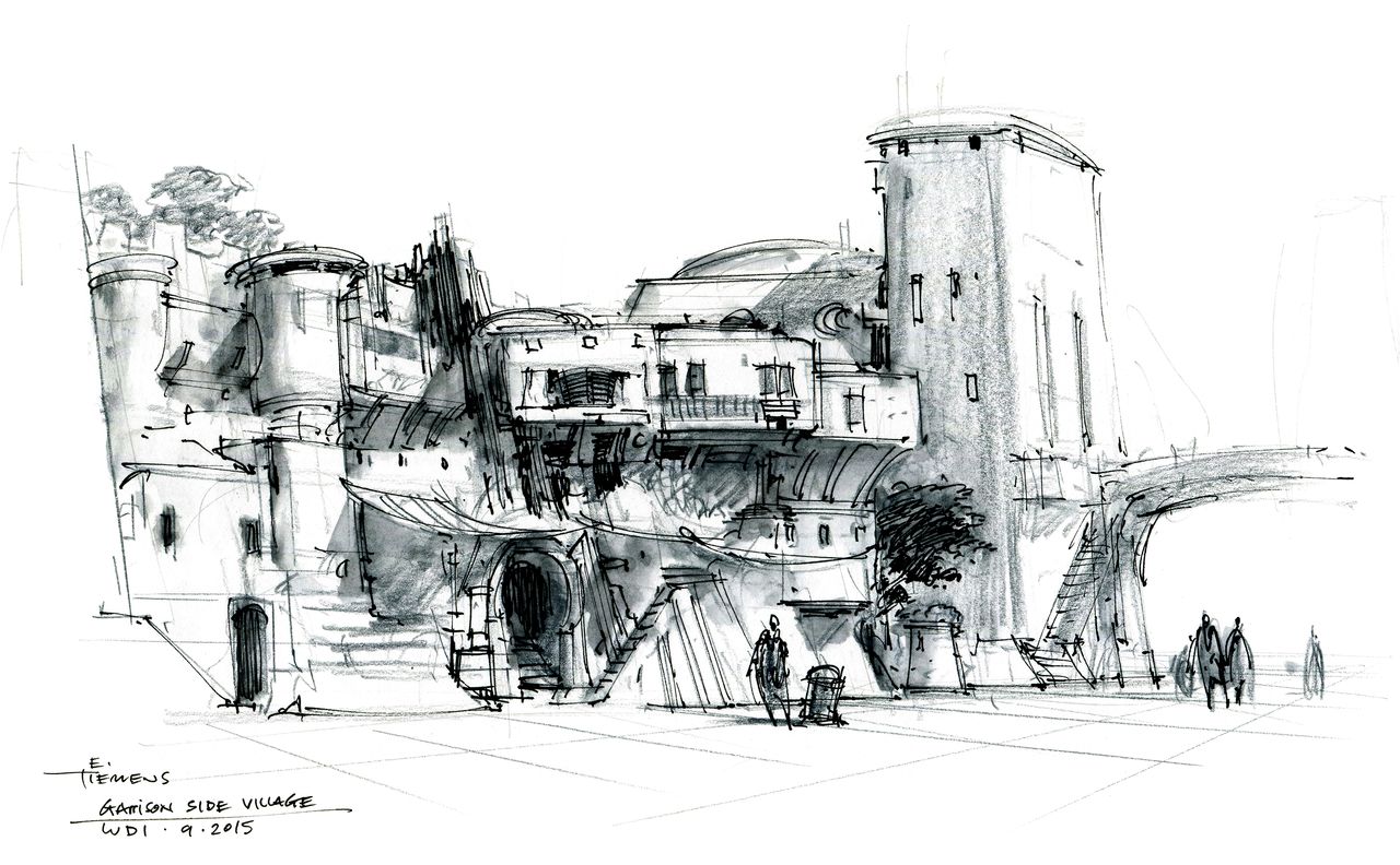 Concept art for the Star Wars land Galaxy's Edge and Disney theme parks from "The Art of Star Wars: Galaxy's Edge" by Abrams Books.