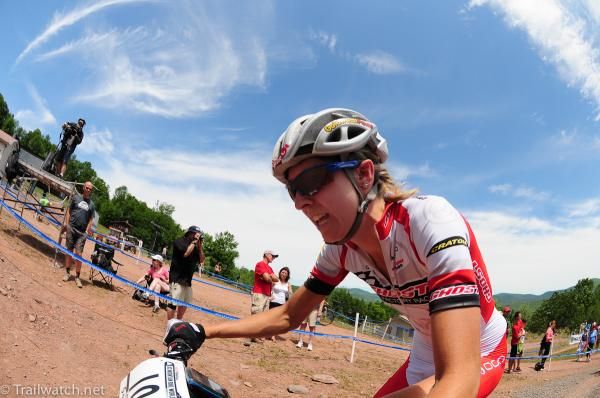 Katrin Leumann (Central Ghost Factory Team) riding in the top ten