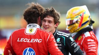Mercedes' Kimi Antonelli and Ferrari's Charles Leclerc at the 2026 British Grand Prix