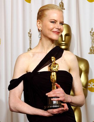 HOLLYWOOD - MARCH 23: Winner for Best Actress for 'The Hours,' Nicole Kidman poses during the 75th Annual Academy Awards at the Kodak Theater on March 23, 2003 in Hollywood, California. (Photo by Frank Micelotta/Getty Images)