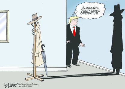 Political cartoon U.S. Trump deep state FBI