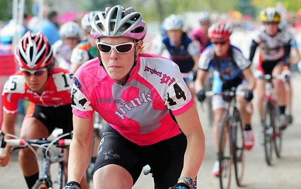 Kari Studley (Velo Bella) on the pavement.