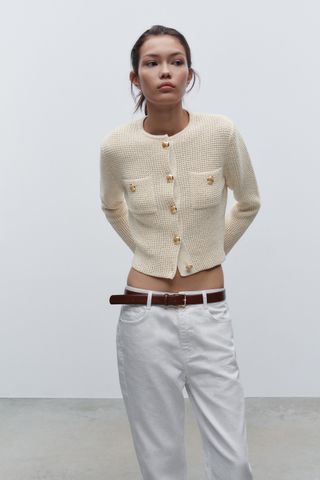 Golden Button Knit Cardigan