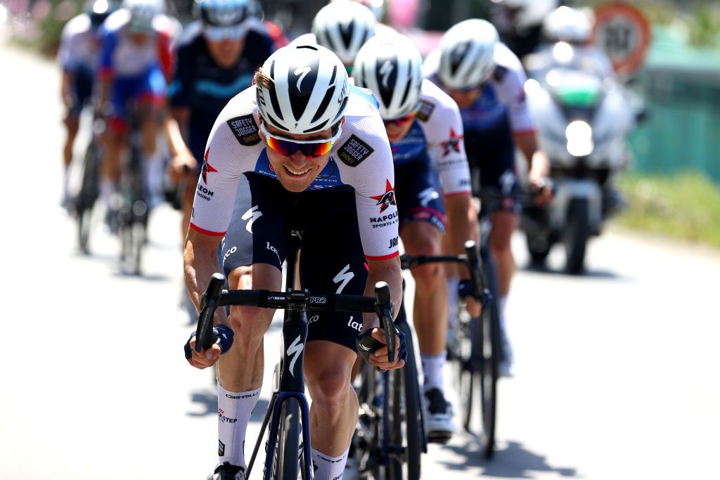 MESSINA ITALY MAY 11 Mauro Schmid of Switzerland and Team QuickStep Alpha Vinyl competes during the 105th Giro dItalia 2022 Stage 5 a 174km stage from Catania to Messina Giro WorldTour on May 11 2022 in Messina Italy Photo by Michael SteeleGetty Images
