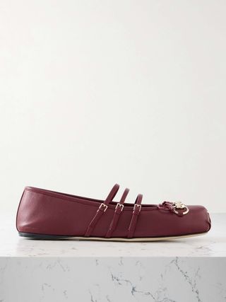 Horsebit-Embellished Leather Ballet Flats