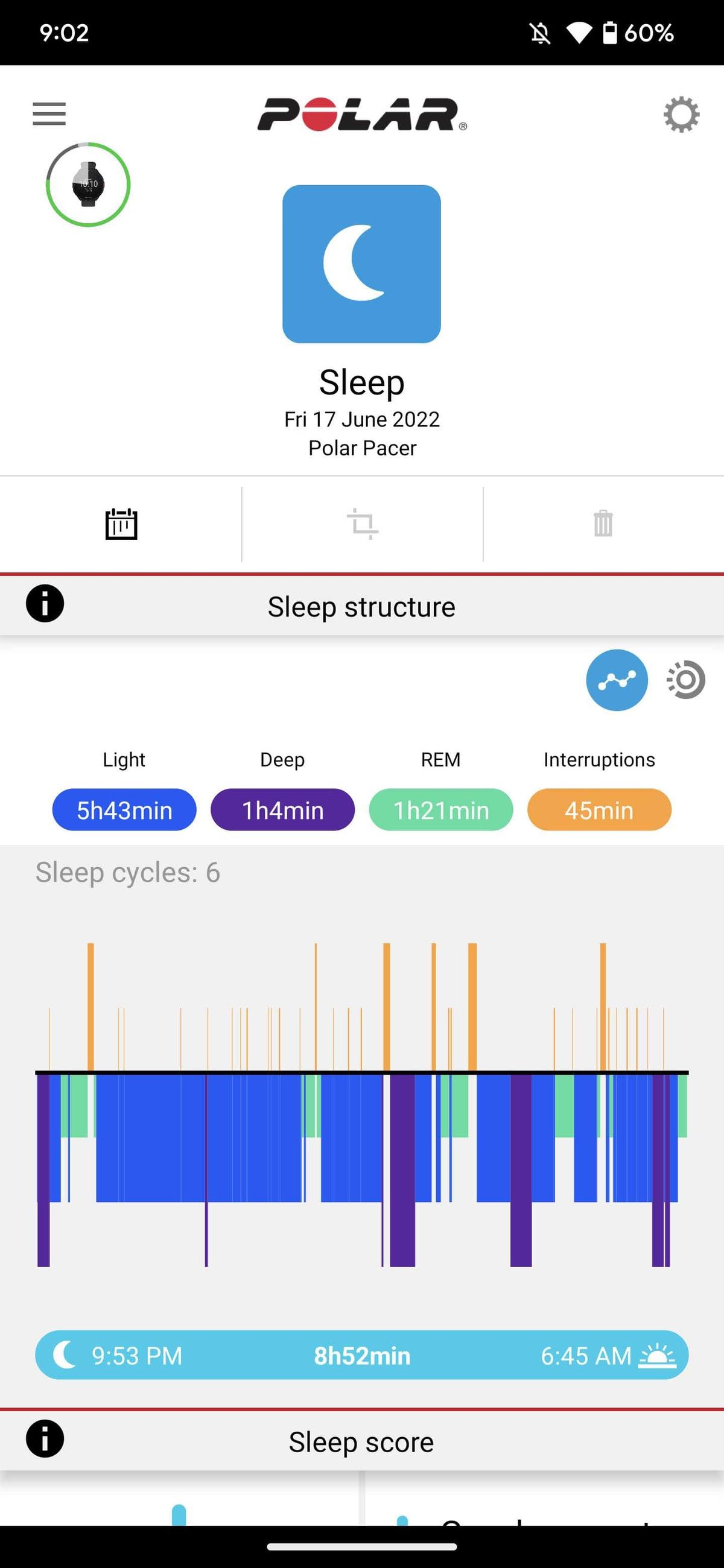 Polar Flow app with Polar Pacer