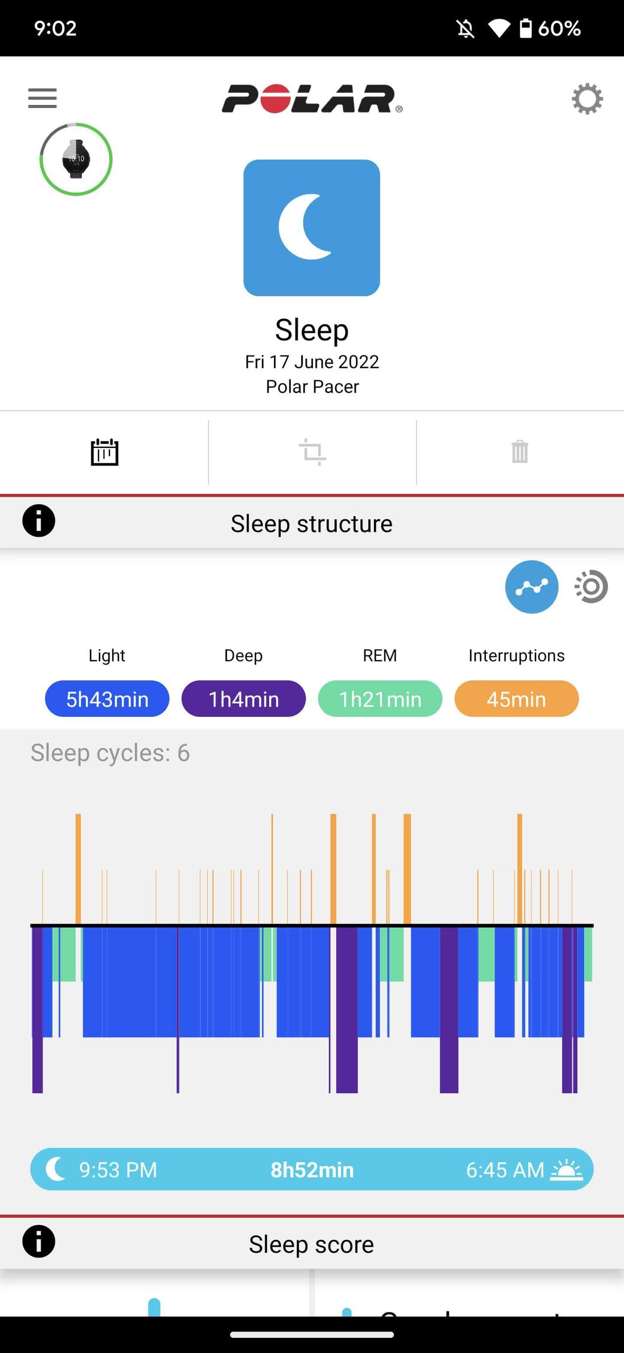Polar Flow app with Polar Pacer