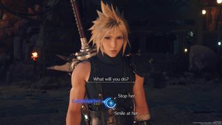 FF7 Rebirth romance guide - Cloud should pick "Encourage her" in the Cosmo Canyon scene with Aerith