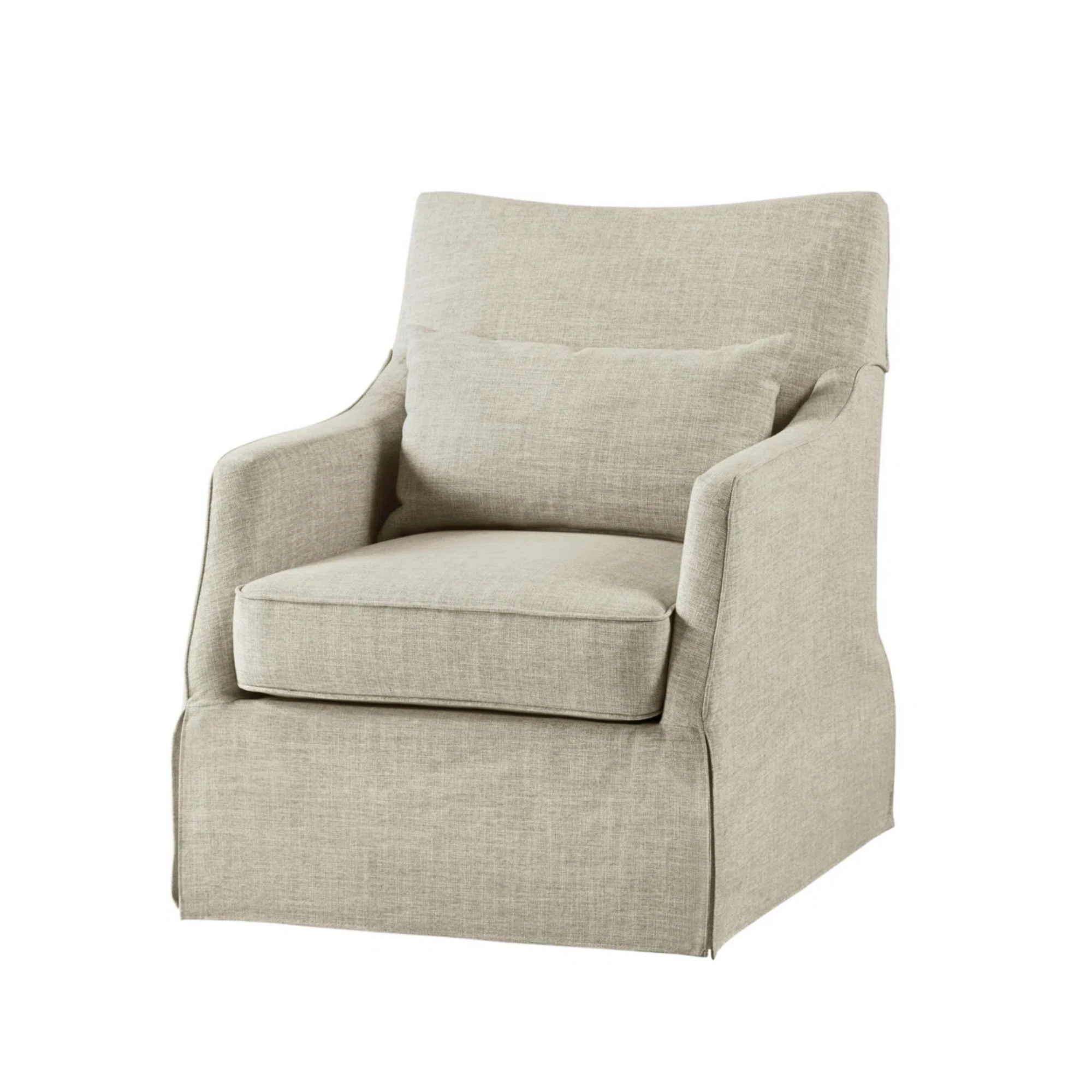 a beige swivel chair