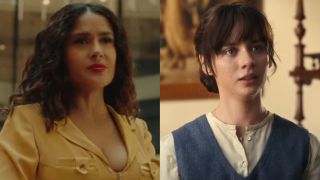 Salma Hayek in yellow top in Black Mirror and Azul Guaita as Tita in Like Water For Chocolate