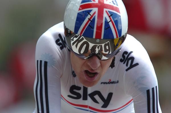 Bradley Wiggins (Sky) gave it everything in the timetrial