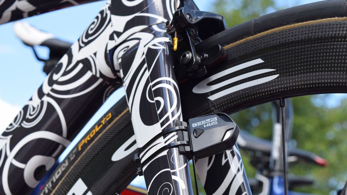 The SRM Speed sensor was located on the fork