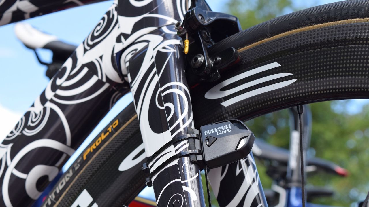 The SRM Speed sensor was located on the fork