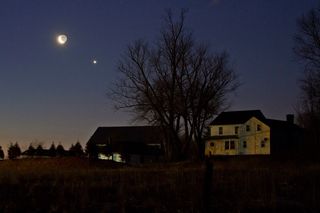 Crescent Moon and Venus Over Slingerlands, NY