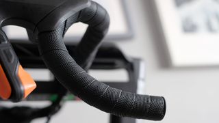 Zwift Ride smart bike, a close-up photo of the left handlebar taken from the front