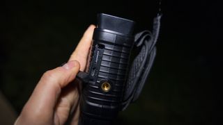 A close view underneath the Rexing B1 Basic night vision monocular