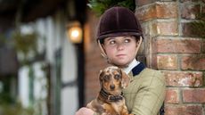 Rider wearing the new Charles Owen velvet brown hat