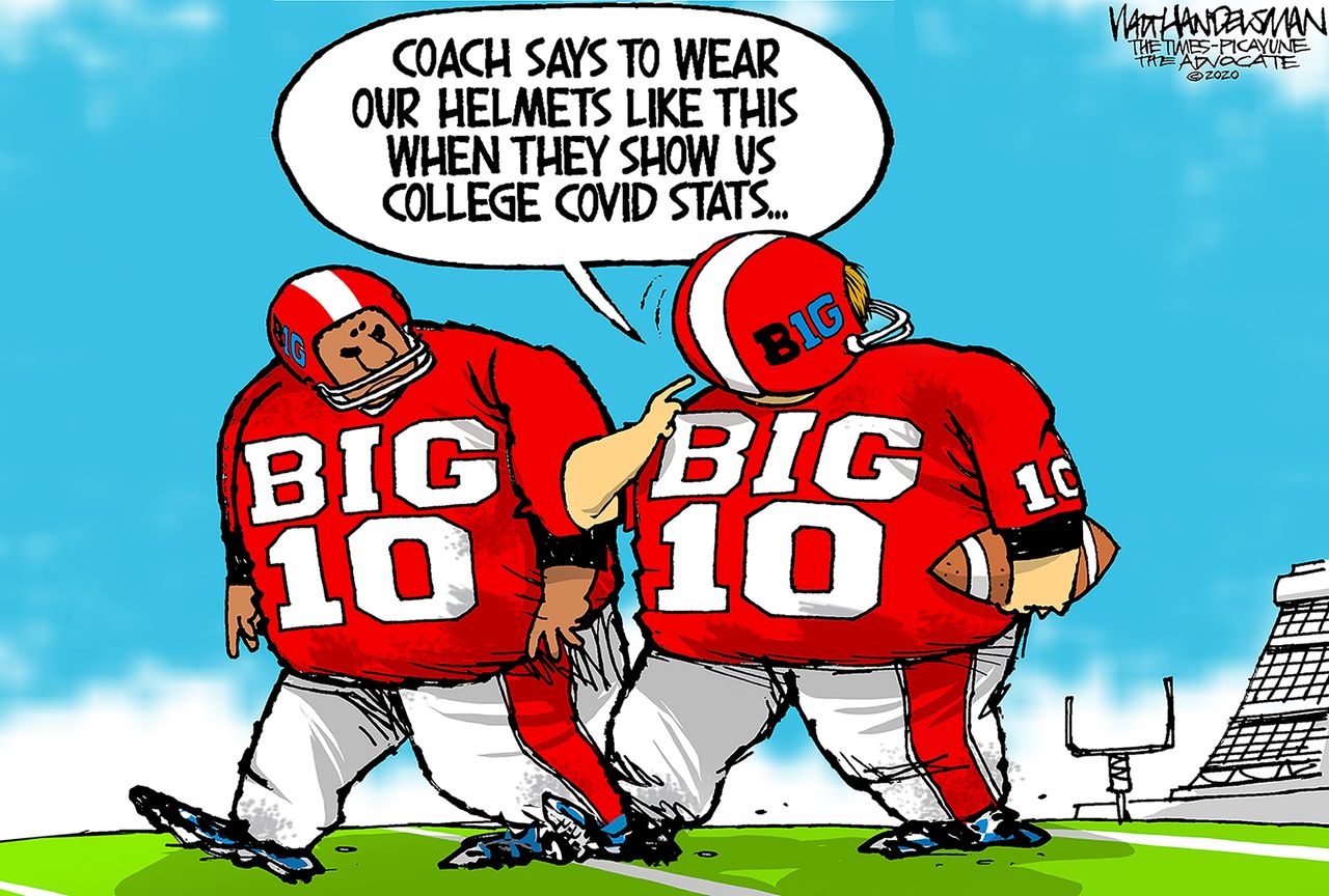 Editorial Cartoon U.S. Big 10 NCAA college football COVID