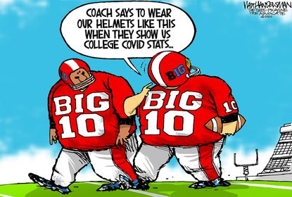 Editorial Cartoon U.S. Big 10 NCAA college football COVID