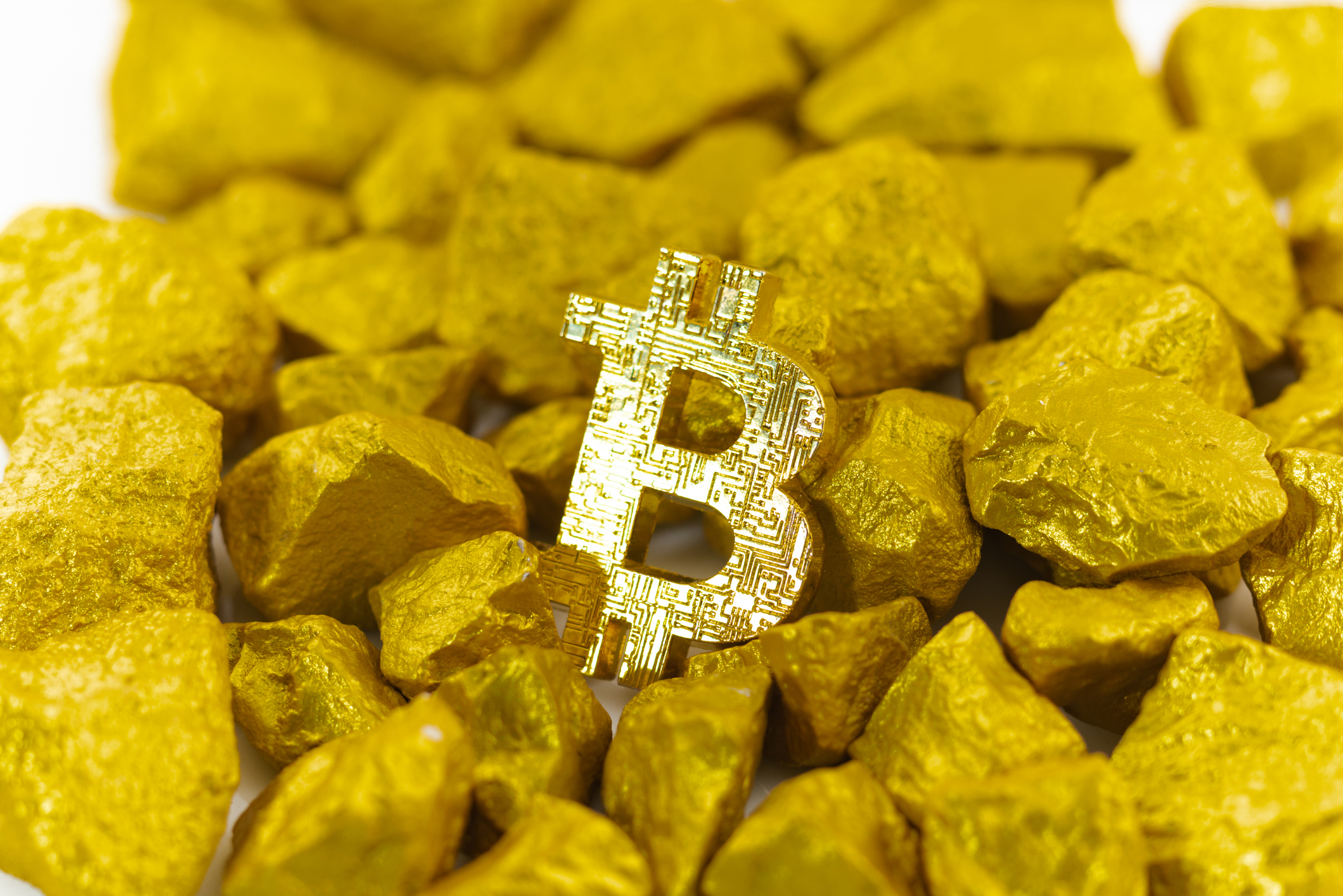 Bitcoin and gold nuggets