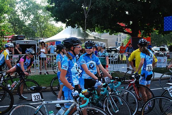 The BMW-Bianchi team lines up for sign-in