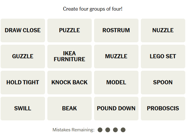 The New York Times Connections puzzle on December 4, 2025