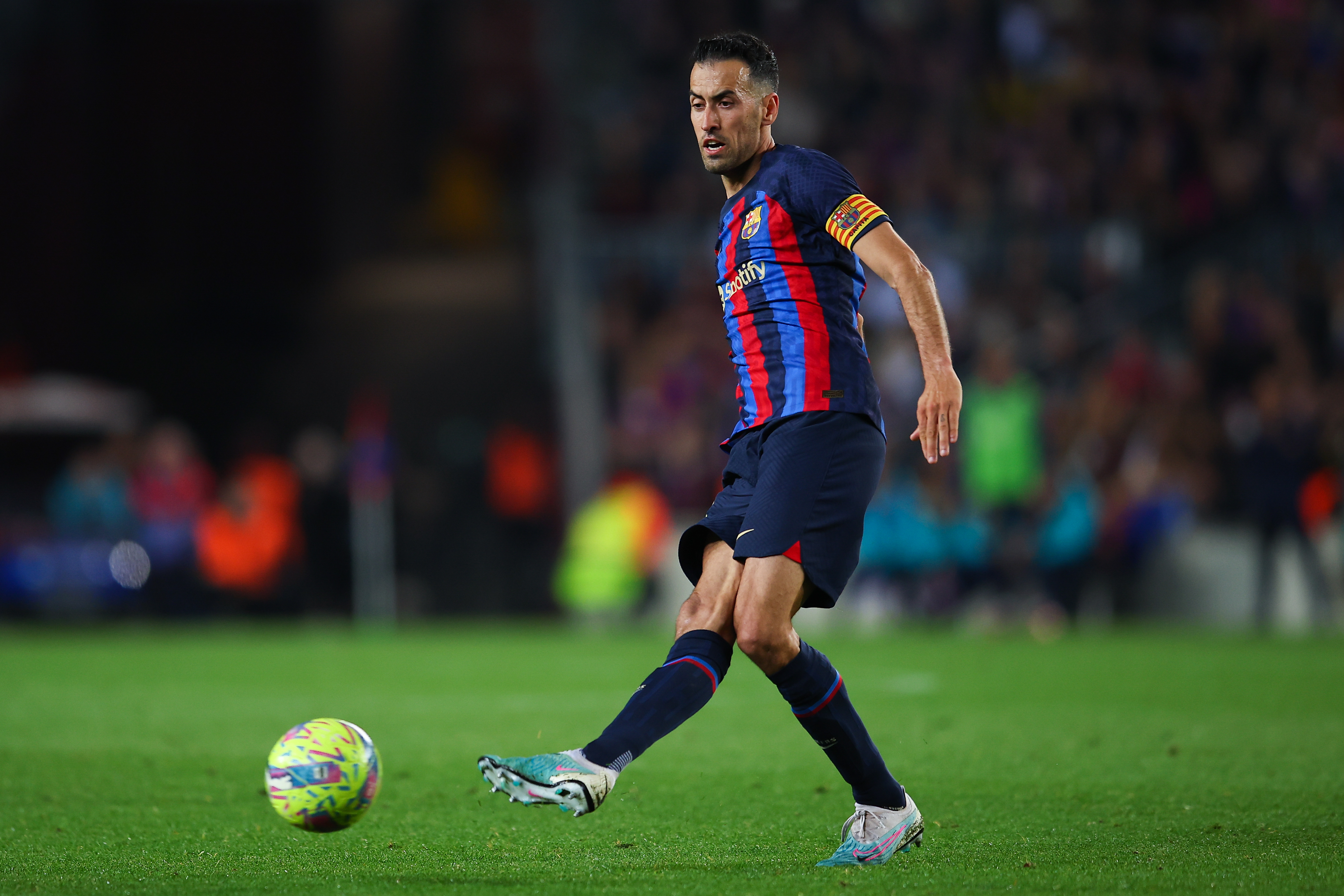 Sergio Busquets in action for Barcelona against Girona in April 2023.