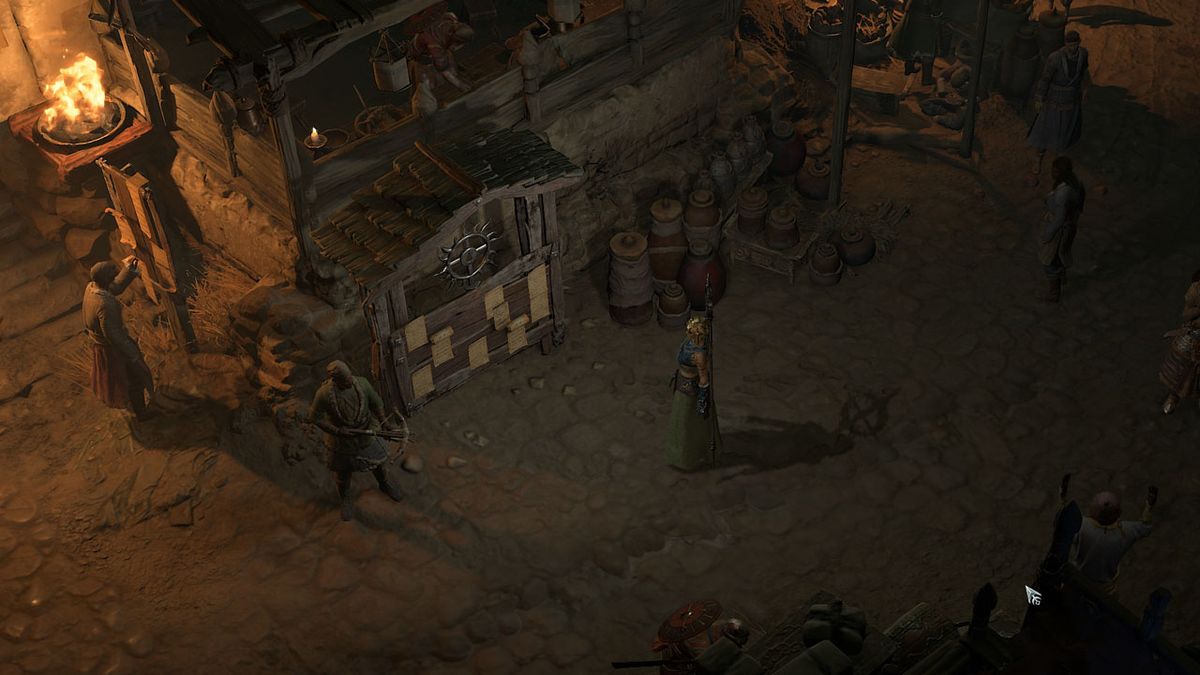 Diablo 4 Accursed Touch - a sorcerer is standing near a Hunter&#039;s Acclaim board