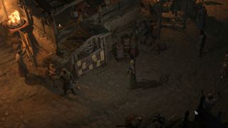 Diablo 4 Accursed Touch - a sorcerer is standing near a Hunter's Acclaim board