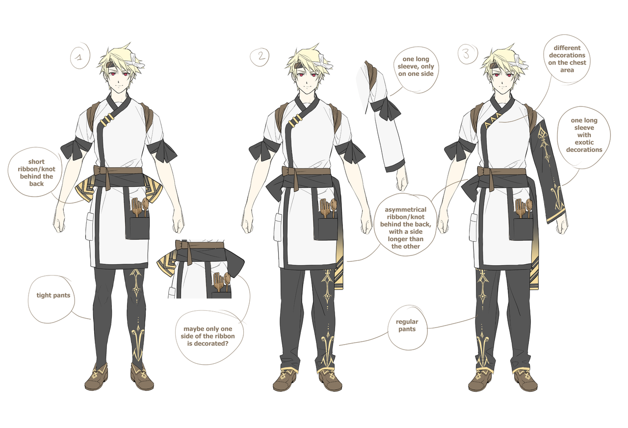 Concept art showin anime design characters for a fantasy video game