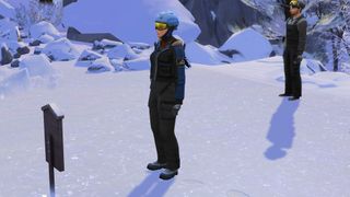 Getting ready to rock climb in The Sims 4 Snowy Escape