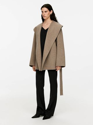 Double-Face Wrap Coat - Mole - Arket