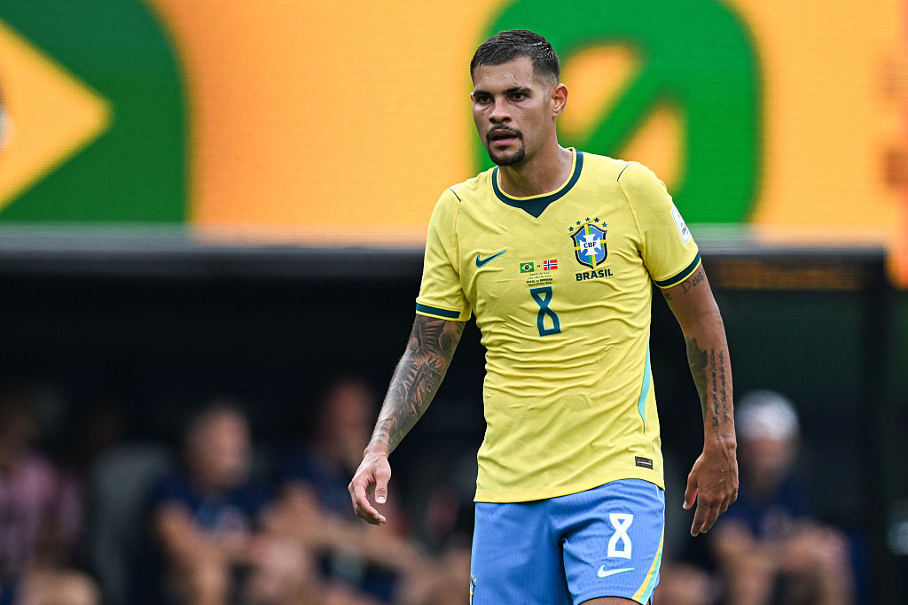 Bruno Guimaraes in action for Brazil at the 2026 World Cup