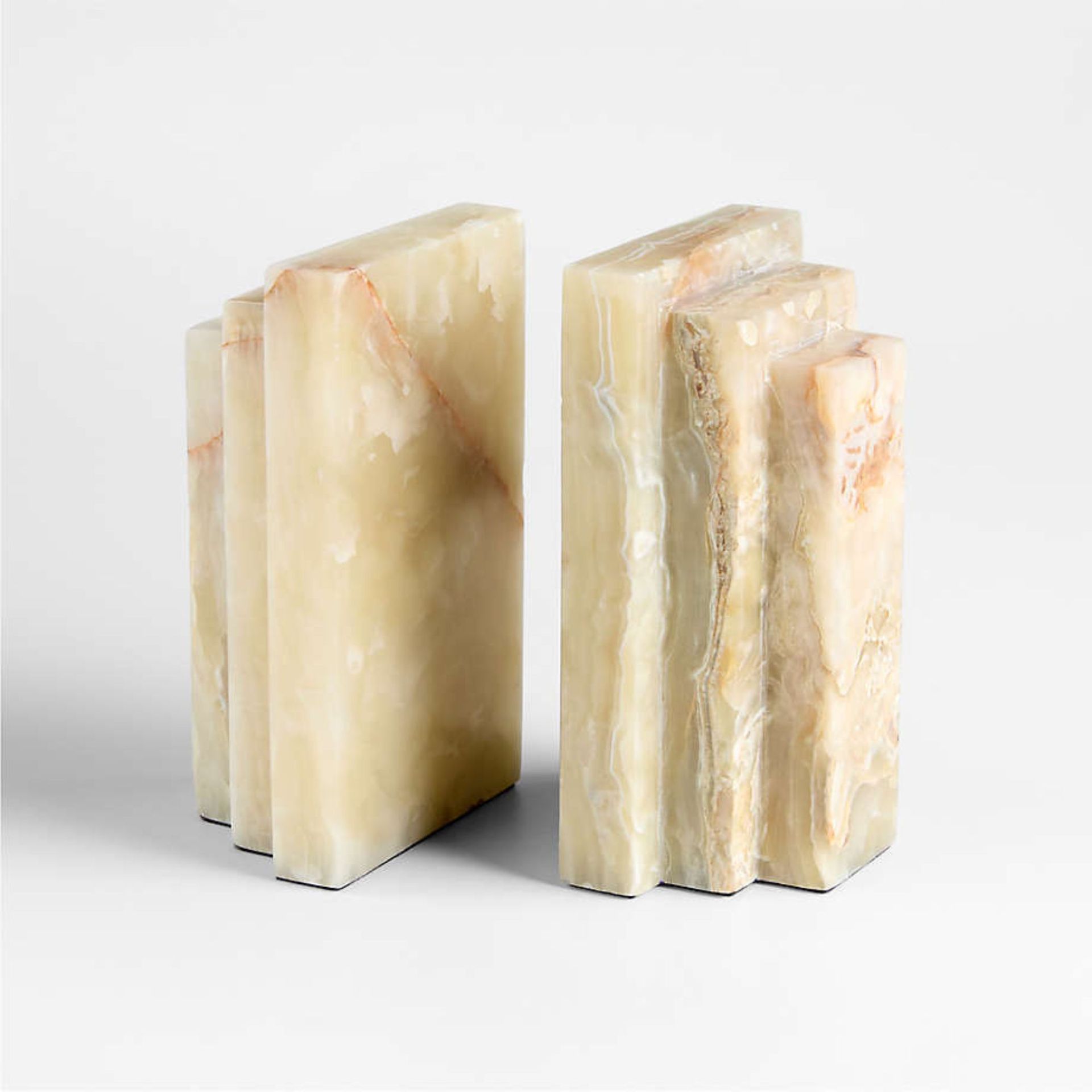 Crate & Barrel, Oia Green Onyx Bookends, Set of 2