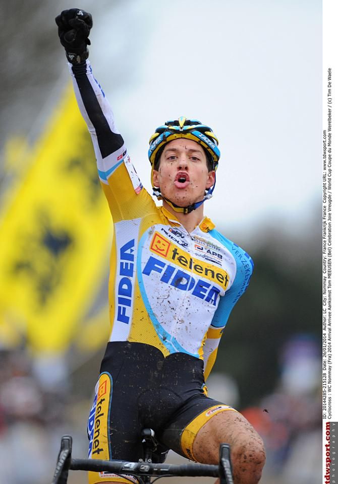 Tom Meeusen (Telenet-Fidea) celebrates his victory in Nommay