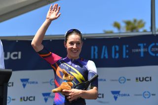 TORQUAY AUSTRALIA JANUARY 30 Podium Tanja Erath of Germany and Team CanyonSRAM Racing Intermediate Sprint Prize Celebration during the 4th Towards Zero Race Torquay 2020 Women Elite a 104km race from Torquay to Torquay CadelOfficial CadelRoadRace on January 30 2020 in Torquay Australia Photo by Tim de WaeleGetty Images