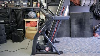 BowFlex Treadmill 10 folded in a garage