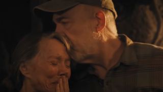 J.K. Simmons comforts a crying Sissy Spacek with a kiss on the forehead in Night Sky.