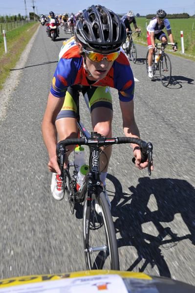 A rider from Radio Sport makes the most of a photo opportunity.
