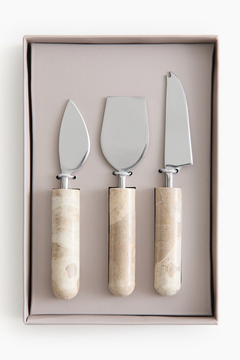 3-Piece Marble Cheese Knife Set