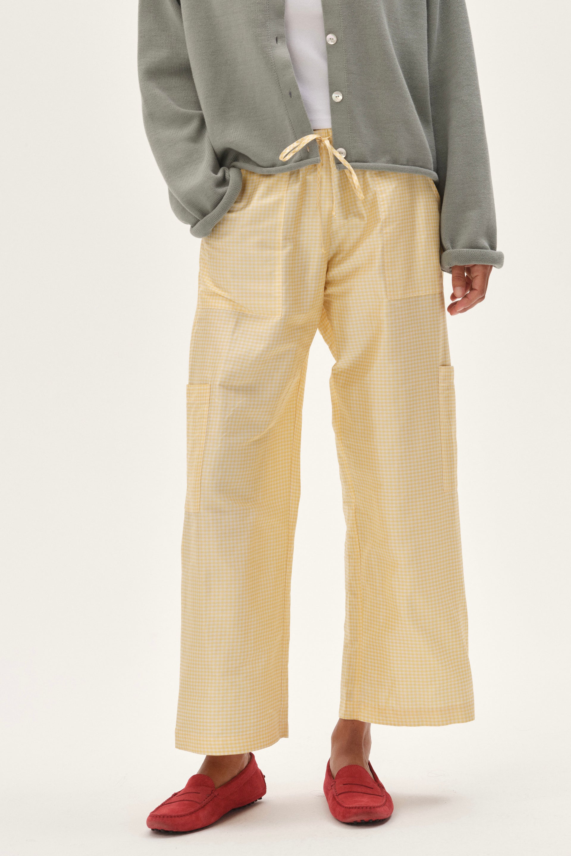 The Silk Taffeta Cargo Pant - Butter Gingham / Butter-Gingham / Xxs