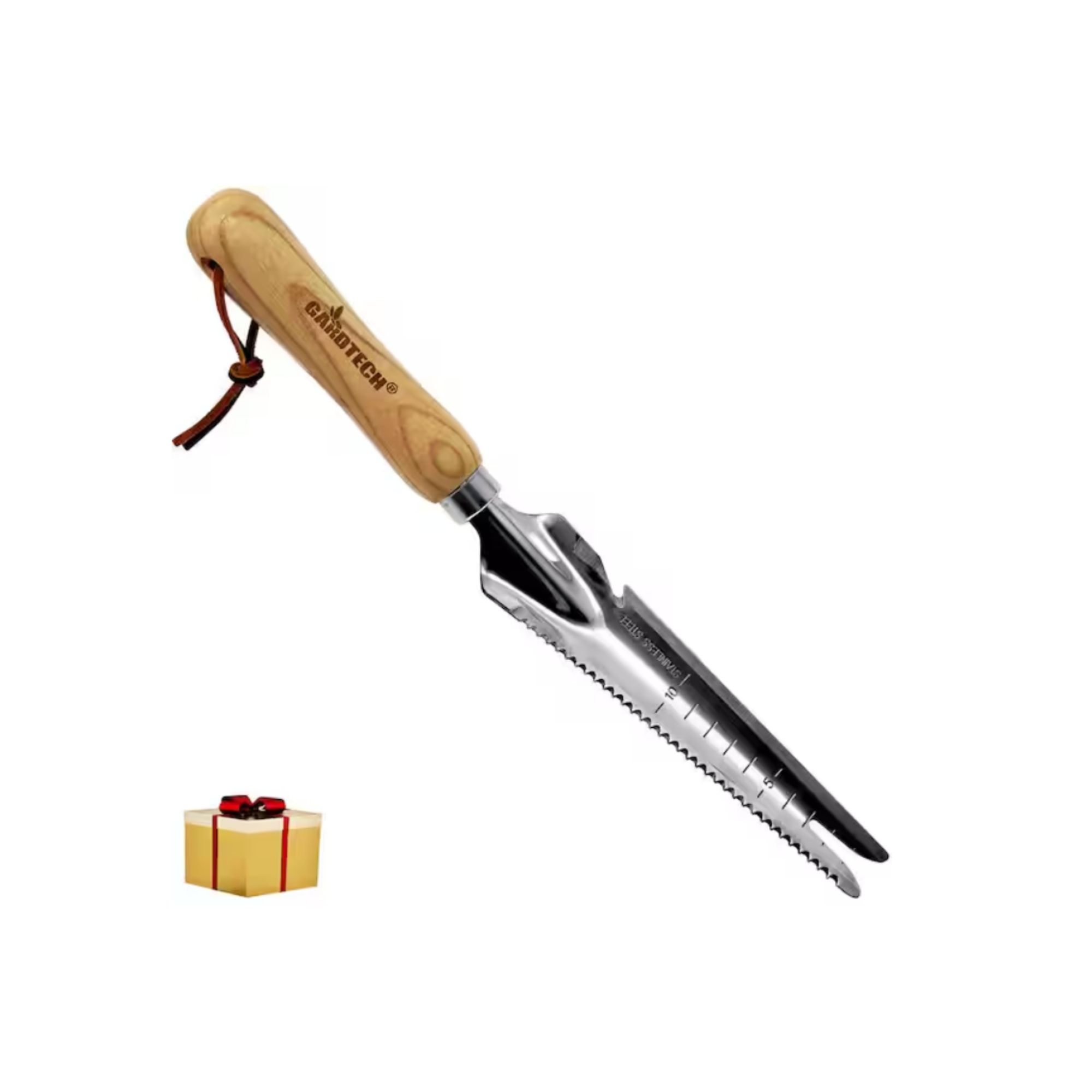 Garden weeder with serrated blade